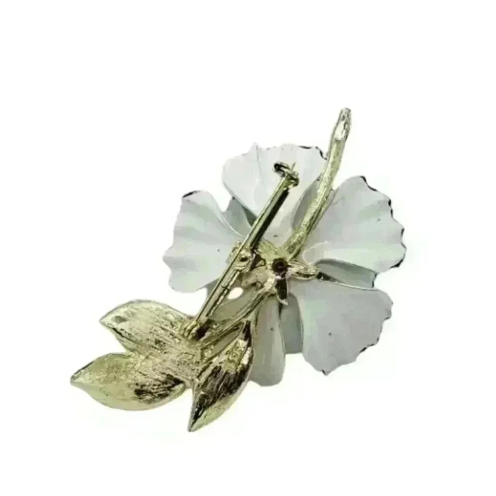 Vintage Coro Signed Brooch Flower Ruffle Iridescent Petals & AB Rhinestones RARE - Picture 4 of 8